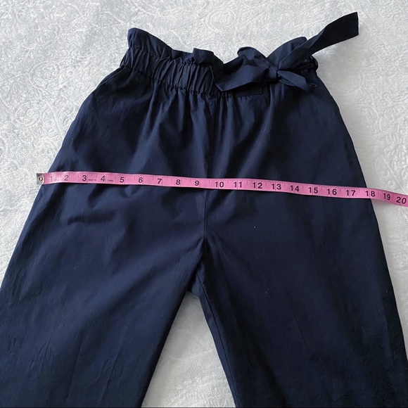 Zara Navy Blue Paper Bag Waist Pants - Picture 12 of 13